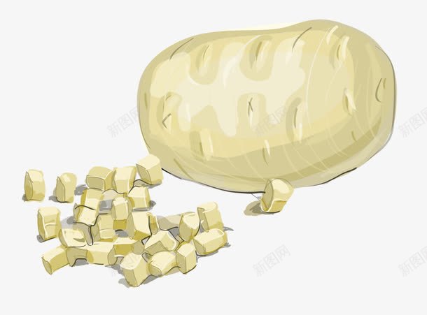 卡通食物装饰png免抠素材_新图网 https://ixintu.com 土豆块 蔬菜 食物 马铃薯