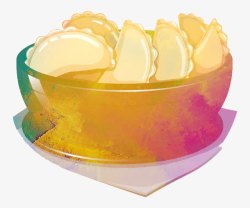 卡通彩色碗里的饺子素材