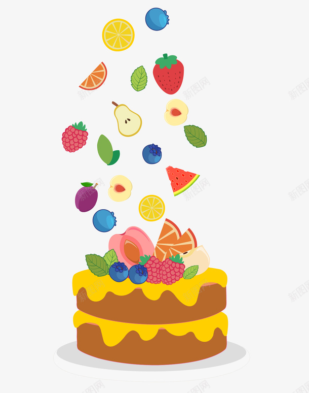 生日蛋糕水果蛋糕png免抠素材_新图网 https://ixintu.com 下午茶 婚礼蛋糕 水果蛋糕 生日蛋糕