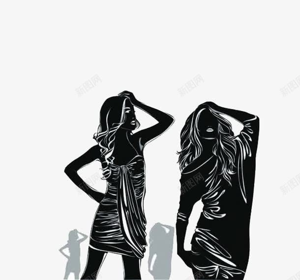黑色女人剪影png免抠素材_新图网 https://ixintu.com 女人 白色 线条 黑色