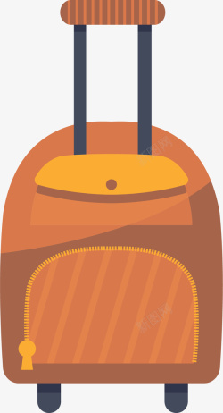 棕色旅游拉杆行李箱矢量图素材