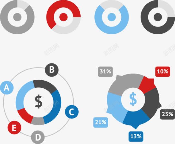 商务信息ppt图标png_新图网 https://ixintu.com ppt图表 商务ppt 网状图 饼状图