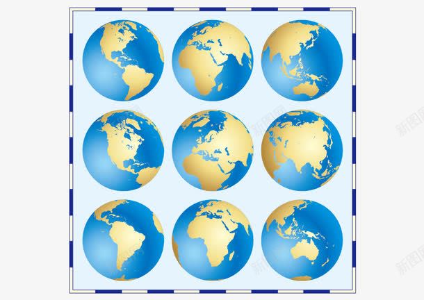 蓝色地球各个角度png免抠素材_新图网 https://ixintu.com 地球 水球 视角