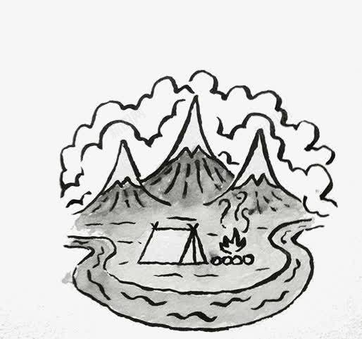 山川河流篝火png免抠素材_新图网 https://ixintu.com 山川 山间 手绘 篝火