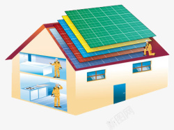 多层房屋太阳能模型素材