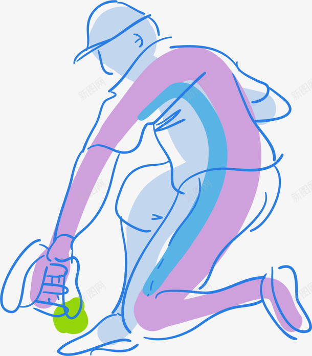 紫色梦幻棒球投手png免抠素材_新图网 https://ixintu.com 健康 强身健体 打棒球 紫色投球手 运动健身 锻炼