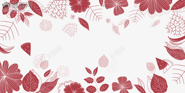 红色叶子背景png免抠素材_新图网 https://ixintu.com 叶子 植物素材 红色 背景装饰
