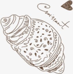 手绘棕色爱心面包装饰图标素材