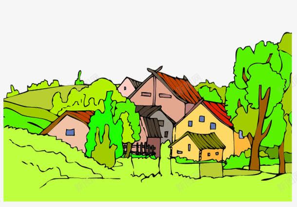 艺术的灵感png免抠素材_新图网 https://ixintu.com 动漫 卡通 房子 树林 绘画 装饰 黄土