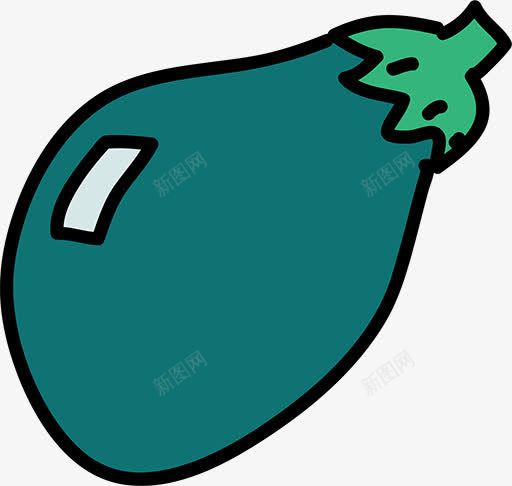 卡通茄子png免抠素材_新图网 https://ixintu.com 深绿色茄子 简笔画 蔬菜 食材 食物