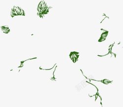绿色手绘漂浮婚礼树叶素材