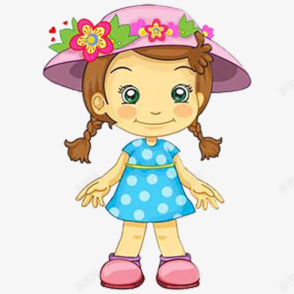戴着花帽子的卡通可爱小女孩png免抠素材_新图网 https://ixintu.com 卡通 可爱 小女孩 花帽子
