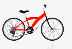 卡通红色自行车矢量图素材