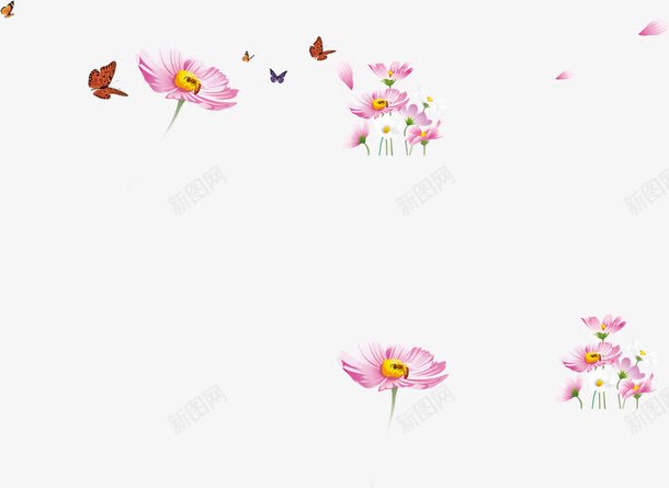 粉色田野花朵植物png免抠素材_新图网 https://ixintu.com 植物 田野 粉色 花朵