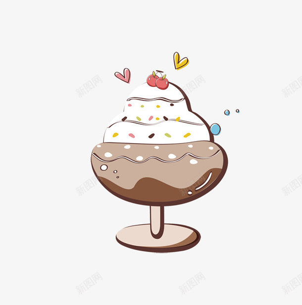 咖啡色卡通冰淇淋装饰图案png免抠素材_新图网 https://ixintu.com 免抠PNG 冰淇淋 卡通 咖啡色 装饰图案
