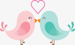 浪漫情人节接吻小鸟矢量图素材