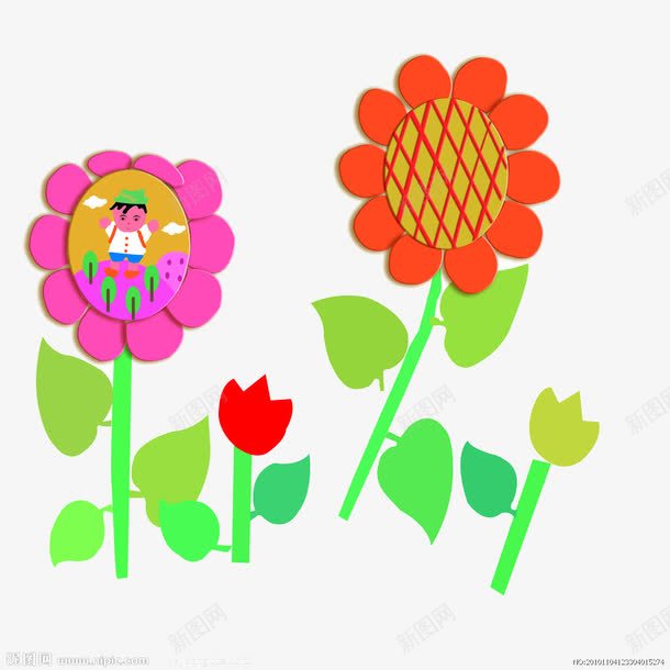 卡通向日葵植物png免抠素材_新图网 https://ixintu.com 卡通植物图 向日葵素材 手绘画素材