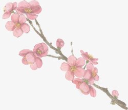 手绘复古粉色水彩花朵素材