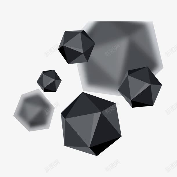 黑色几何立体块png免抠素材_新图网 https://ixintu.com 几何 块 立体 黑色