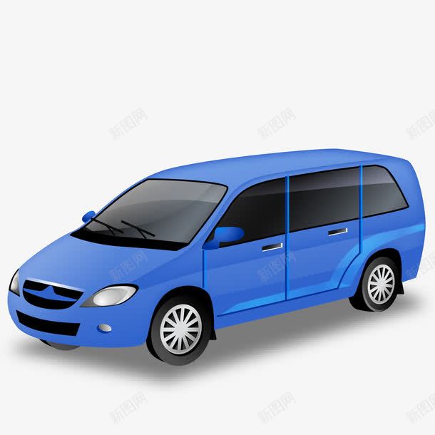蓝色车png免抠素材_新图网 https://ixintu.com 3D 保姆车 多座 装饰