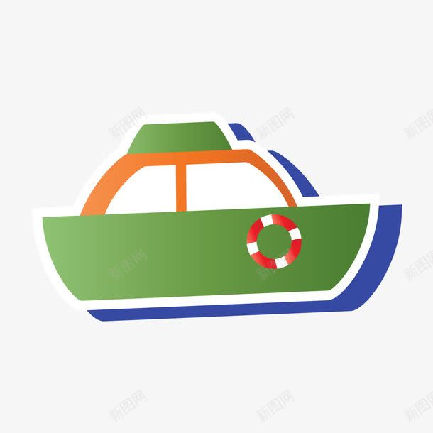 船形png免抠素材_新图网 https://ixintu.com 扁平化 海运 素材 绿色 船形