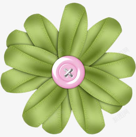 绿色纽扣创意花朵png免抠素材_新图网 https://ixintu.com 创意 纽扣 绿色 花朵