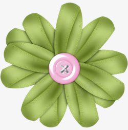 绿色纽扣创意花朵素材