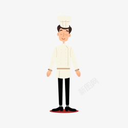 黑白色卡通餐厅厨师矢量图素材