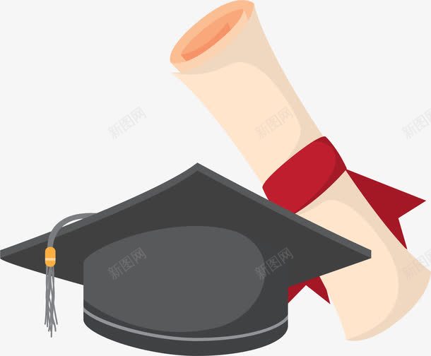 毕业证书和学士帽png免抠素材_新图网 https://ixintu.com 学位 学位证 学士学位 学士帽 毕业季 毕业证