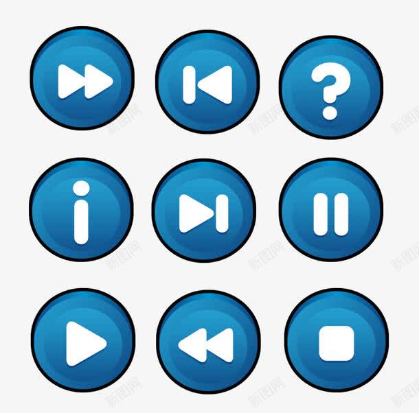 网页蓝色按钮图标png_新图网 https://ixintu.com 卡通素材 按钮 网页图标 蓝色 蓝色素材