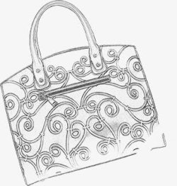 手绘中式花纹包包素材