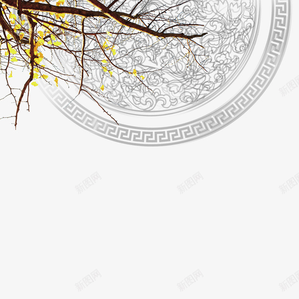 灰色传统图案psd免抠素材_新图网 https://ixintu.com 传统 图案 圆形 灰色 纹理 节气 花朵 质感 黄色