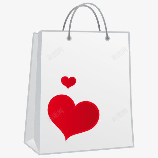 购物袋图案psd免抠素材_新图网 https://ixintu.com 心形 红色 购物袋