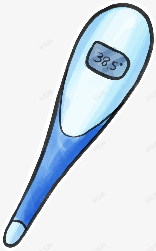 蓝色体温计图png免抠素材_新图网 https://ixintu.com 体温计 卡通装饰 彩色底纹 手绘图 矢量图案 设计图