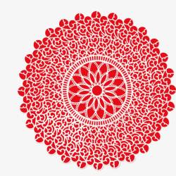 红色手绘圆形花纹素材