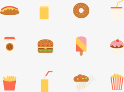 快餐图标西式快餐食物图标矢量图高清图片