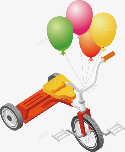 车与气球png免抠素材_新图网 https://ixintu.com 三轮车 气球 素材装饰