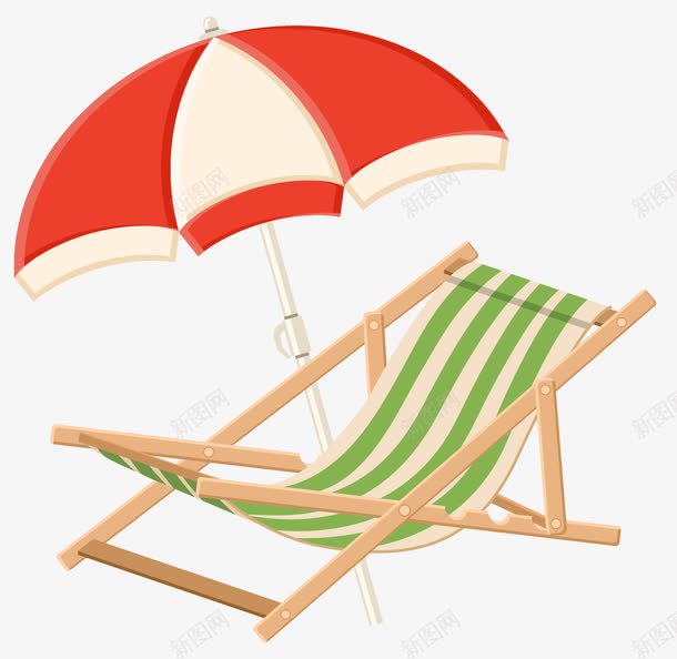太阳伞躺椅png免抠素材_新图网 https://ixintu.com 太阳伞 旅游图案 装饰图案 躺椅