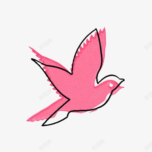 粉色的飞鸽png免抠素材_新图网 https://ixintu.com 手绘 粉色 飞鸽