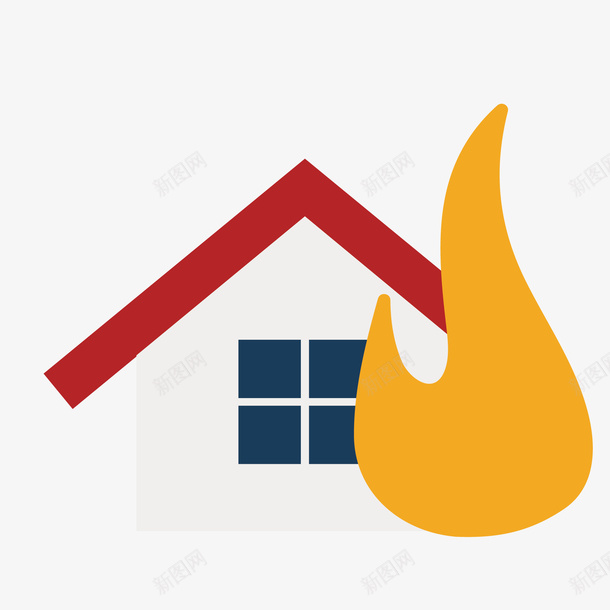 火焰图案和房屋图标png_新图网 https://ixintu.com 卡通 房屋图标 火把 火焰 点燃的 防火图标