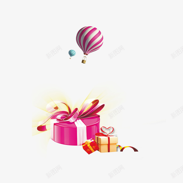 礼盒热气球png免抠素材_新图网 https://ixintu.com 热气球 礼盒 节日装饰