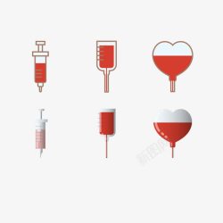 心形血袋简约红色卡通献血图标高清图片