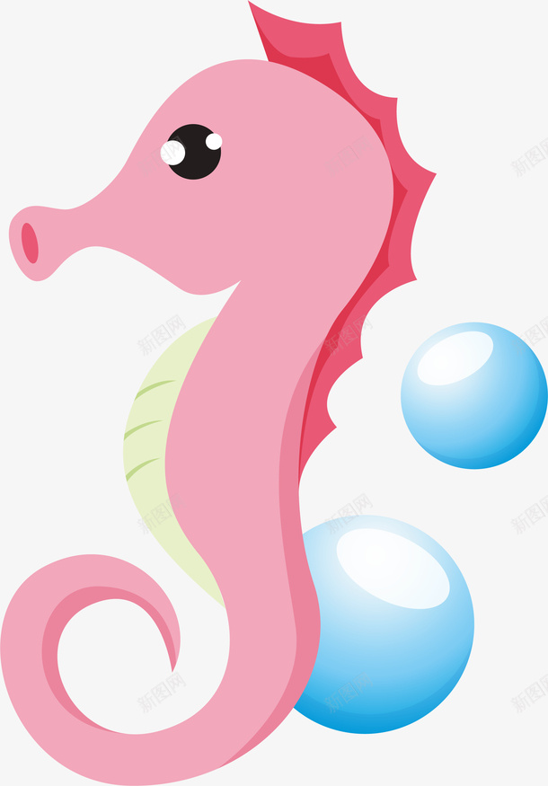 可爱粉色海马png免抠素材_新图网 https://ixintu.com 初夏 卡通 沙滩 矢量图案 粉色海马 装饰图案