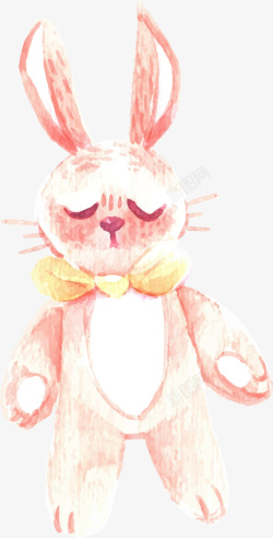 手绘水彩兔子矢量图素材