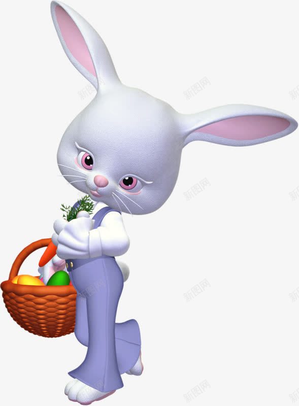 可爱小白兔png免抠素材_新图网 https://ixintu.com 可爱 小白兔 彩蛋 篮子