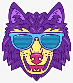 紫色卡通狼头素材