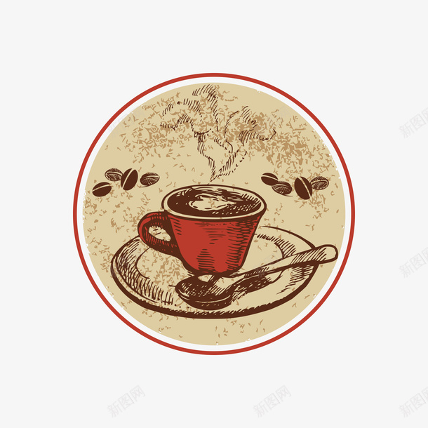 复古创意咖啡伴侣插画png免抠素材_新图网 https://ixintu.com 创意插画 咖啡 咖啡伴侣 咖啡图标 咖啡标识 复古插画 手绘
