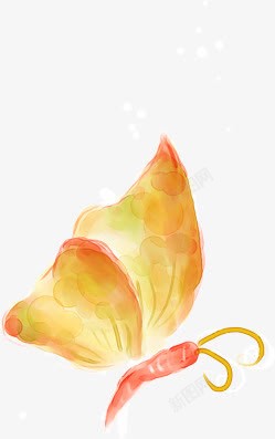 合成创意手绘素描黄色的蝴蝶素材