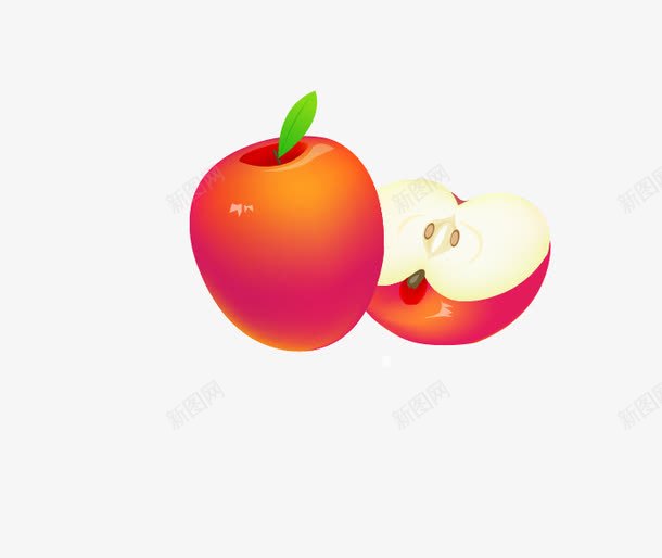 红色卡通苹果png免抠素材_新图网 https://ixintu.com 卡通 水果 红色 苹果 食物