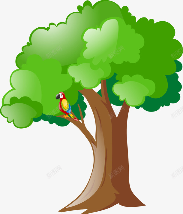 手绘树上的鹦鹉矢量图ai免抠素材_新图网 https://ixintu.com 手绘 树 植物 鹦鹉 矢量图